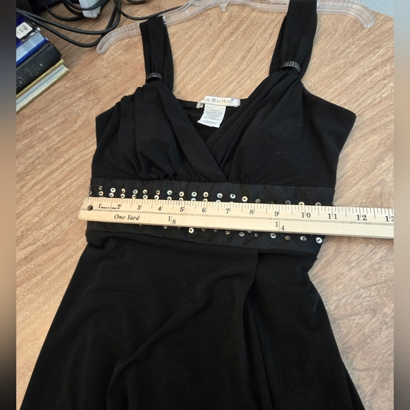 $5 Labelle Womens Beaded Asymmetrical Fitted Top Sheath Dress Black Medium - Picture 10 of 11